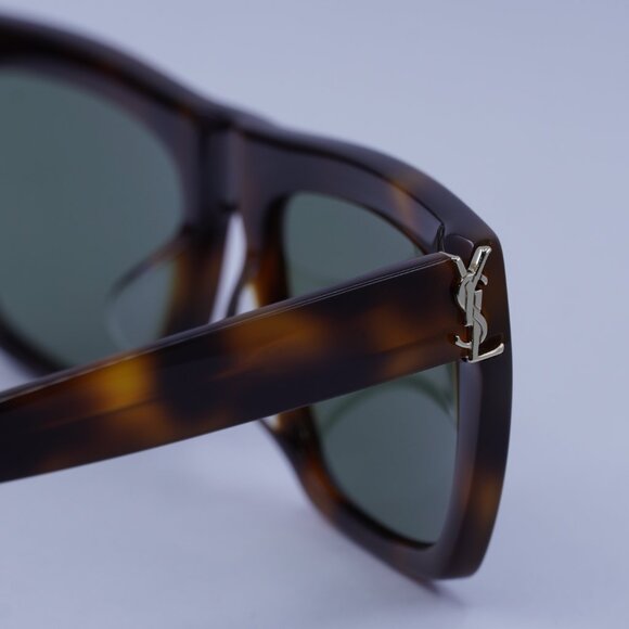 Saint Laurent SL M131/F 003 Sunglasses Havana Square Frame, Green Lenses - Picture 5 of 11